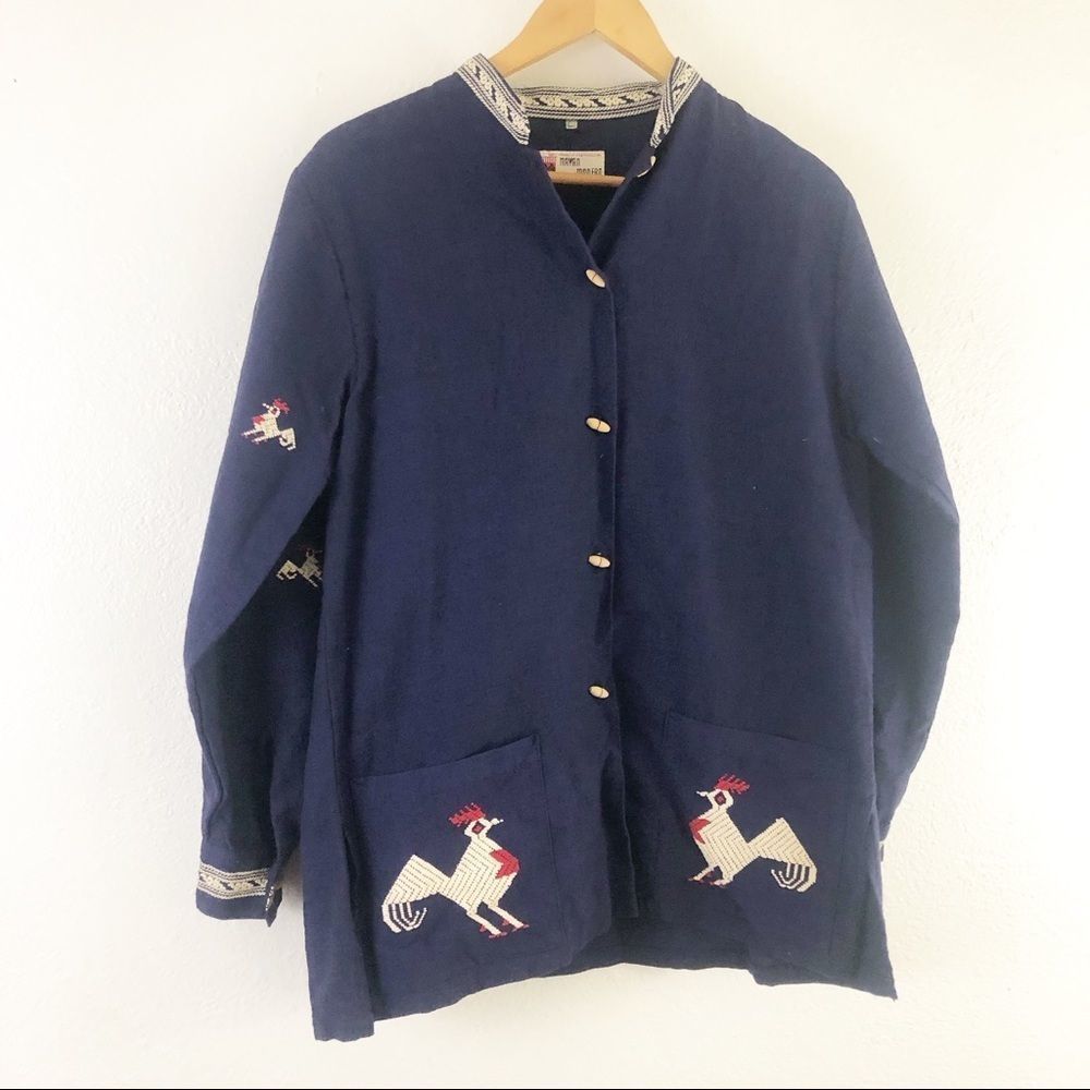 Mayan Modern Vintage Rooster embroidered Blazer L